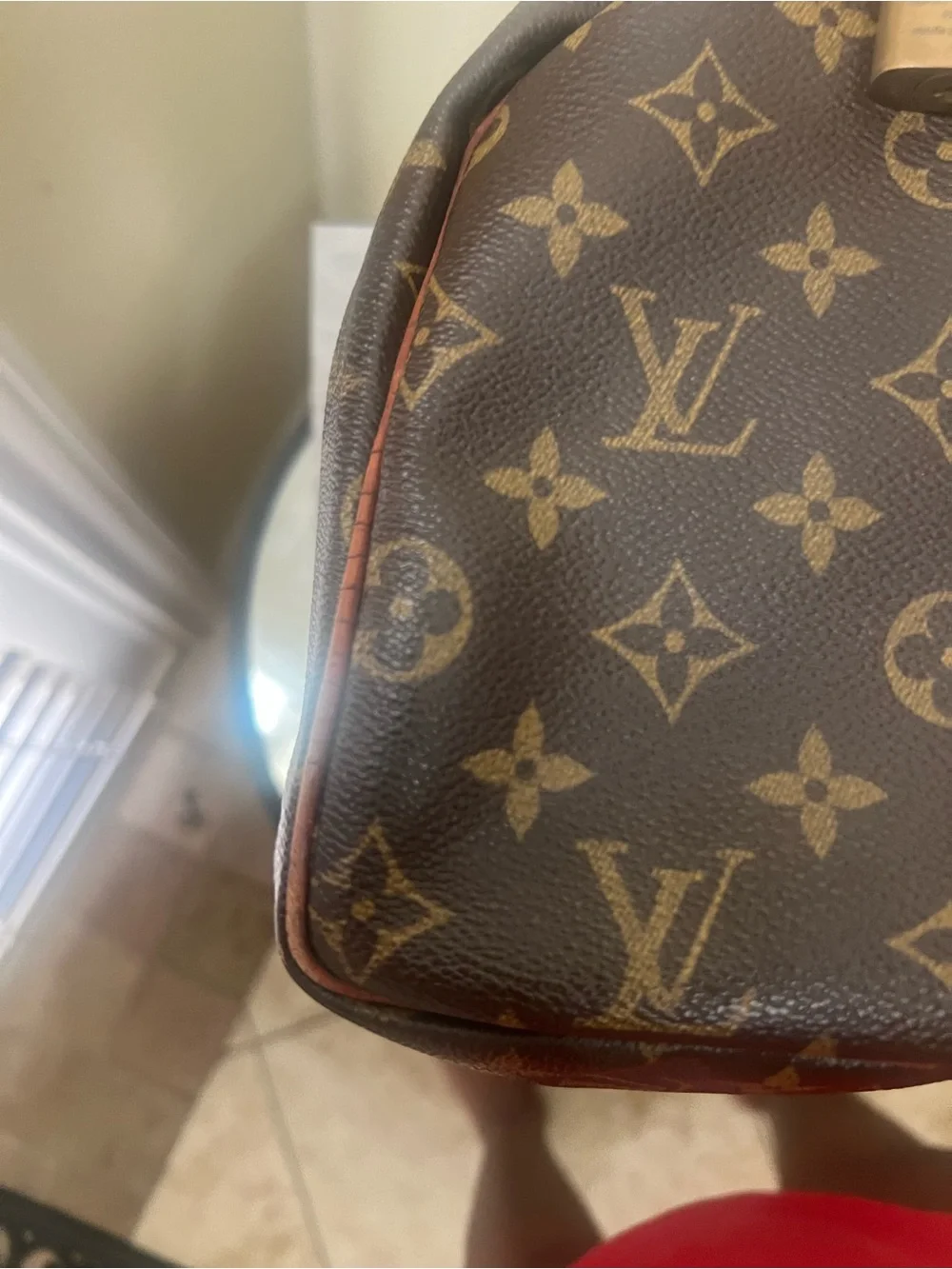 Louis Vuitton Monogram Canvas Satchel with Tan Leather Handles speedy 30